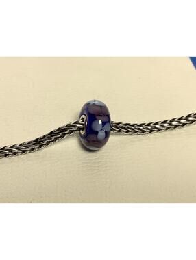 Trollbeads Purple Double Flower Glass Bead Charm